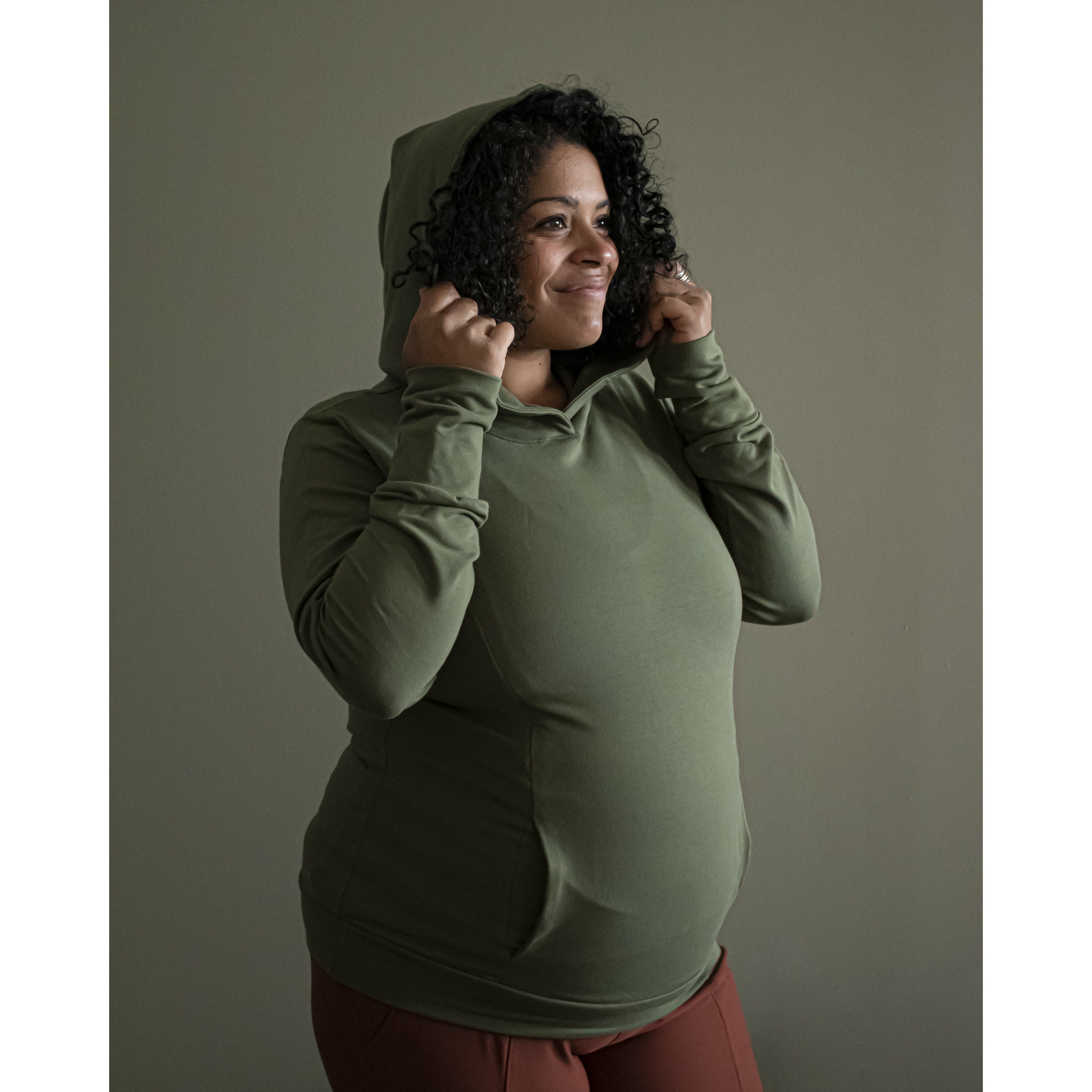 Chandail capuchon vert maternité allaitement yeyo maternité